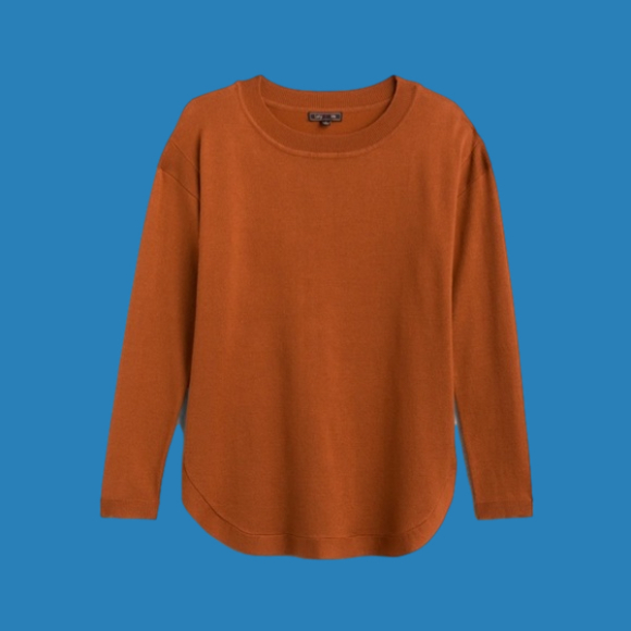 Tops - Lety & Me Zadie Curved Hem Pullover. Burnt Orange. 3x.